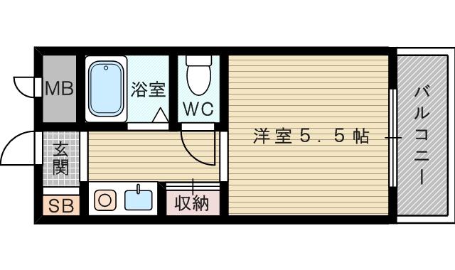 サンライト上新庄(1K/2階)の間取り写真