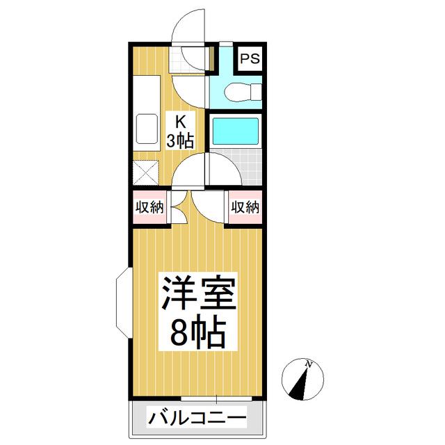 コーポ若林(1K/3階)の間取り写真