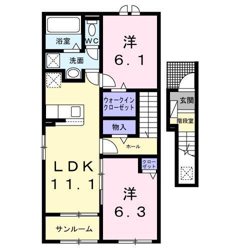 パークサイド(2LDK/2階)の間取り写真