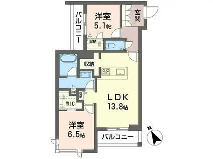 ウィステリアガーデン(2LDK/2階)の間取り写真