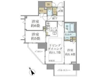 シティハウス東池袋(3LDK/2階)の間取り写真