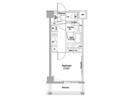 ザ・パークハビオ神泉(1K/5階)の間取り写真