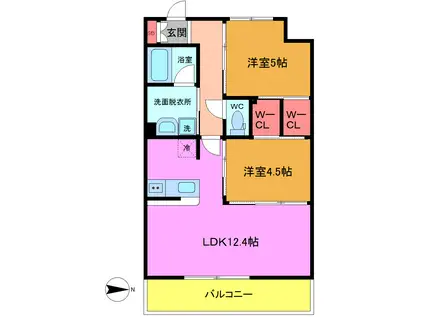 ハートウイング(2LDK/2階)の間取り写真