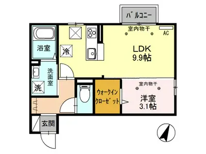 ベルテ 103(1LDK/1階)の間取り写真