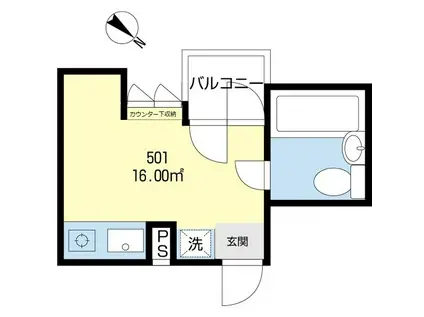 第3コーポタカバ(ワンルーム/5階)の間取り写真