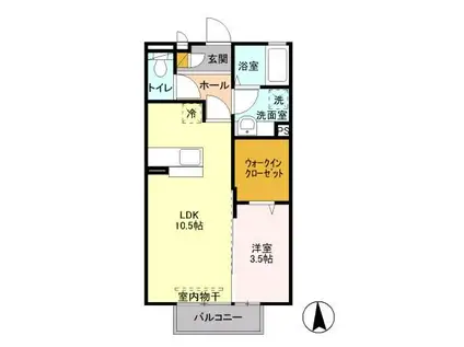 オルキス(1LDK/2階)の間取り写真