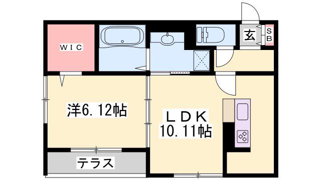 フェリスコンチェルト(1LDK/1階)の間取り写真