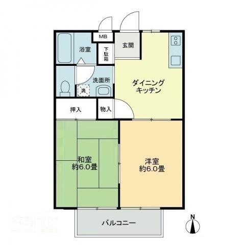フォブールK&K(2DK/1階)の間取り写真