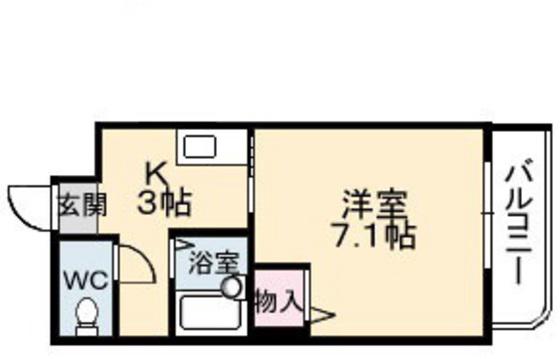 インカム21(1K/1階)の間取り写真
