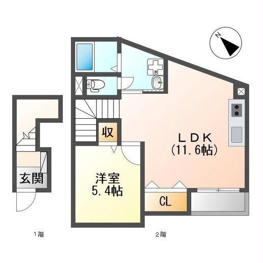 サンシティ白岳(1LDK/2階)の間取り写真