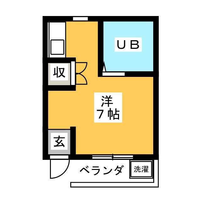 バンビ小鹿(ワンルーム/2階)の間取り写真