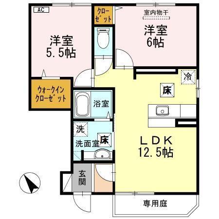 パインズコートIII(2LDK/1階)の間取り写真