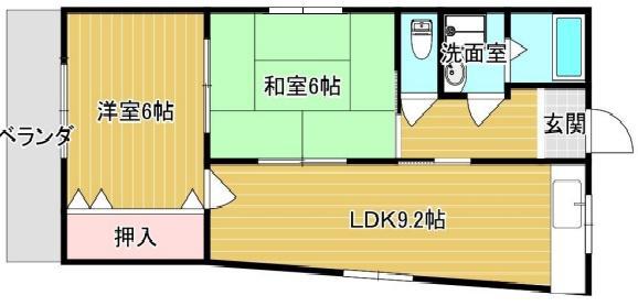 アヴィタシオン壱番館(2LDK/4階)の間取り写真