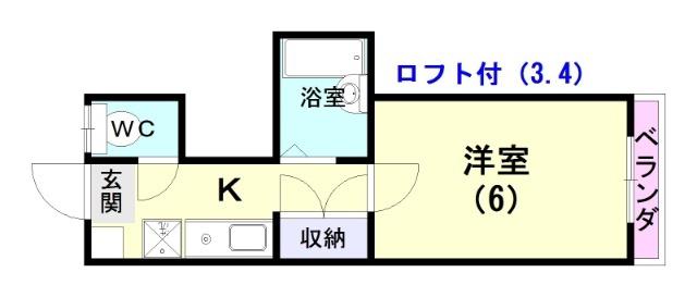 ソラーナ光陽(1K/2階)の間取り写真