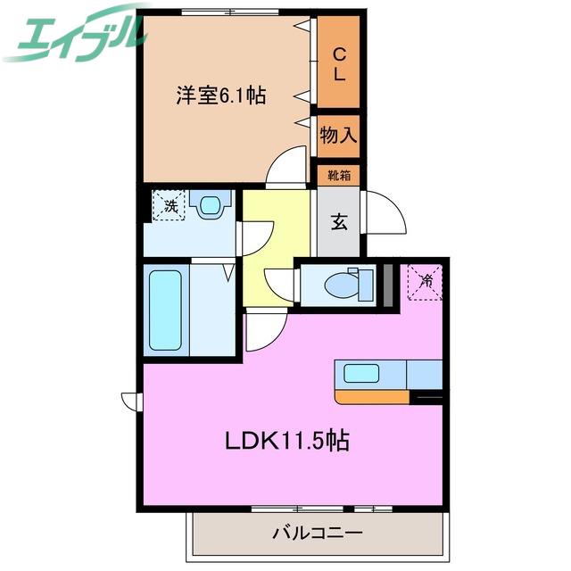 カーサ・ドゥ・ソレイユ(1LDK/3階)の間取り写真