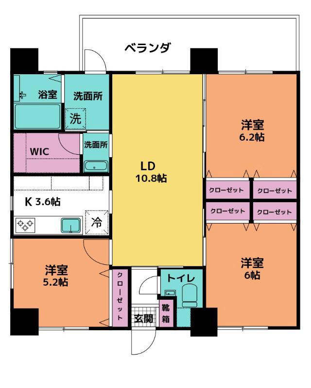 ESAN TERRACE与那原(3LDK/10階)の間取り写真