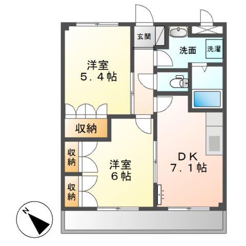 グレイス・NA(2DK/2階)の間取り写真