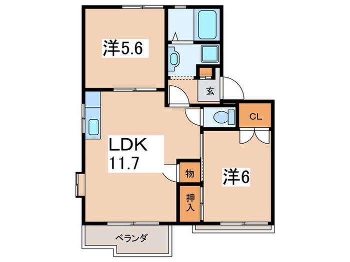 ハイムカトレア(2LDK/2階)の間取り写真