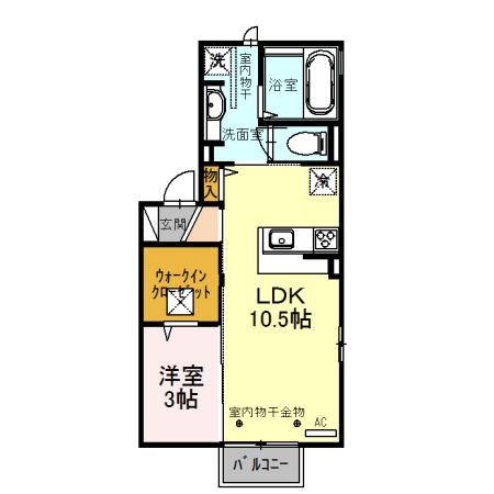 ボクドゥボヌール(1LDK/1階)の間取り写真