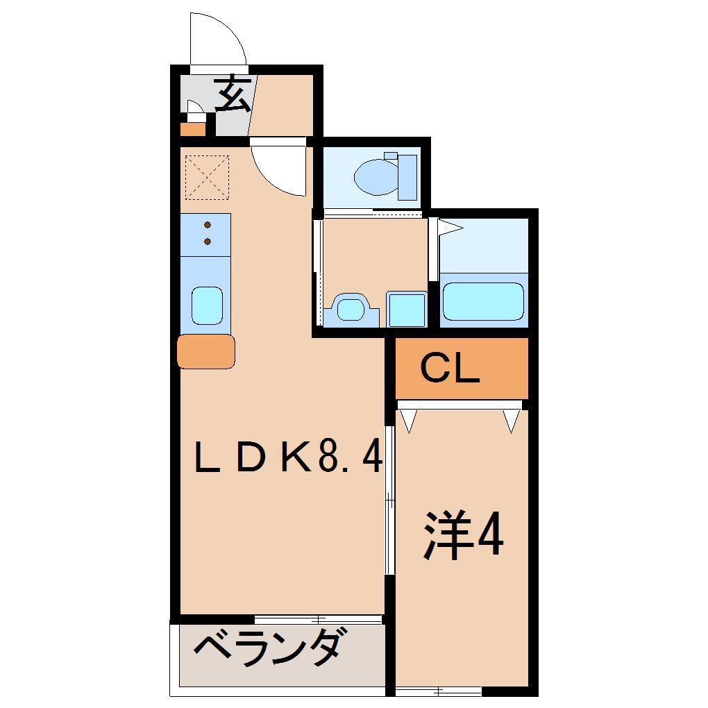 エリーゼ笹谷駅前(1LDK/1階)の間取り写真