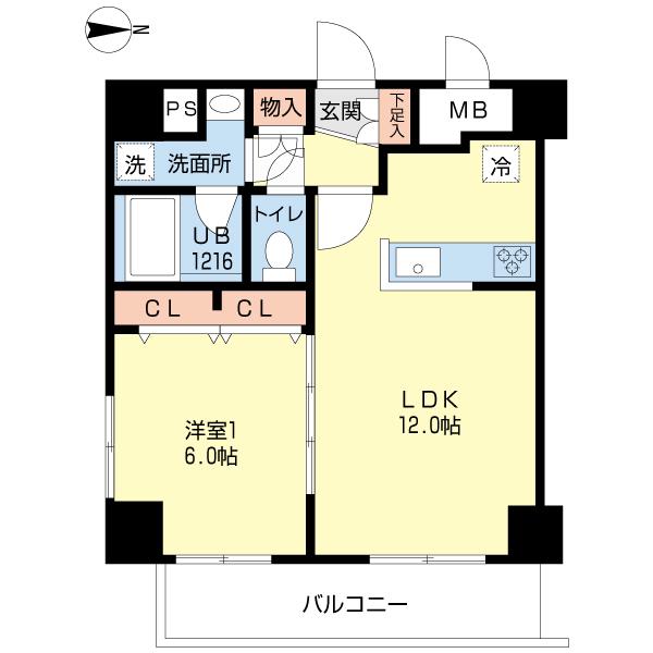 JR鹿児島本線 香椎駅 徒歩4分 7階建 築9年(1LDK/4階)の間取り写真