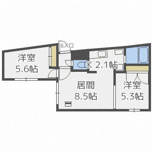 ビッグバーンズマンション水車町(2LDK/2階)の間取り写真