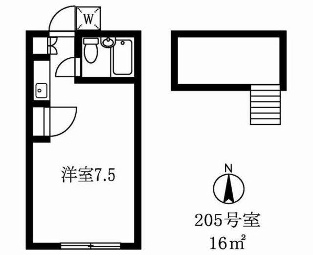 第2コーポ石原(ワンルーム/2階)の間取り写真