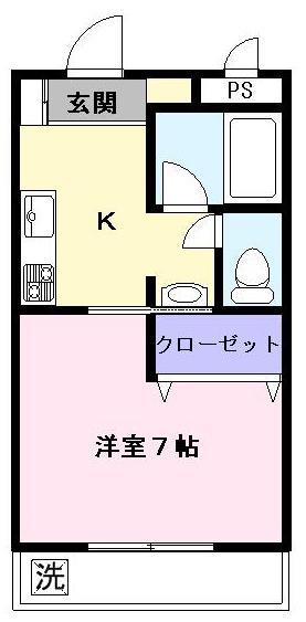 アドニスベルロード(1K/2階)の間取り写真
