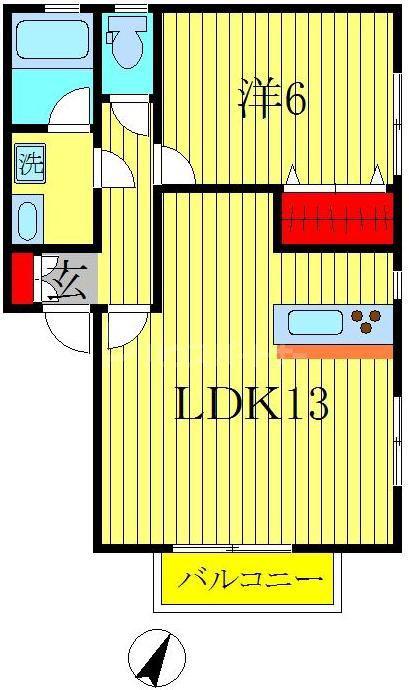 CALM(1LDK/2階)の間取り写真