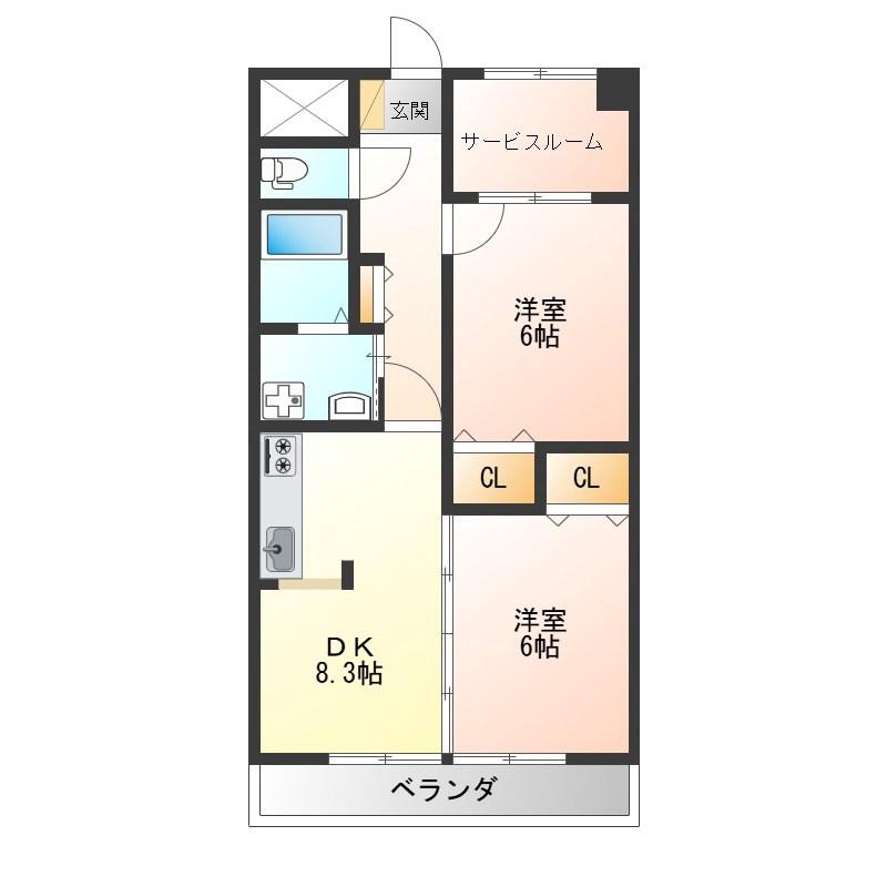 宇都宮昭和ビルIV(2SDK/3階)の間取り写真