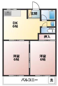 T&Kハイツ(2DK/3階)の間取り写真