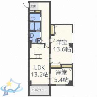札幌まち家勇(1LDK/3階)の間取り写真