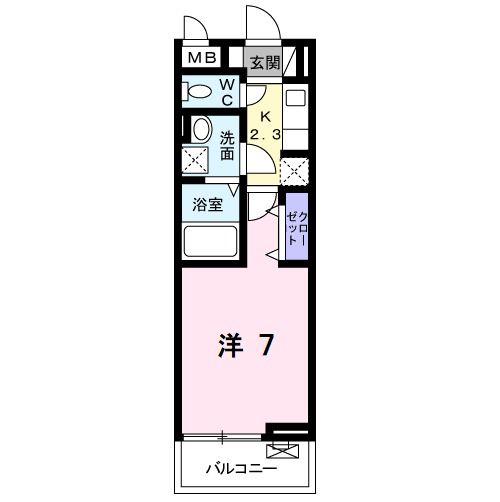 フェリチータ成田(1K/3階)の間取り写真
