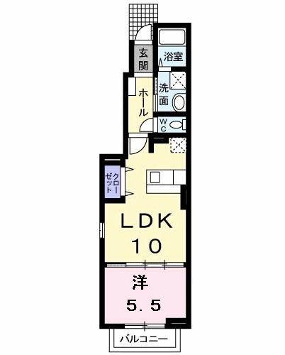 ブリリアント M(1LDK/1階)の間取り写真