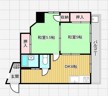 浅井マンション303(2DK/3階)の間取り写真