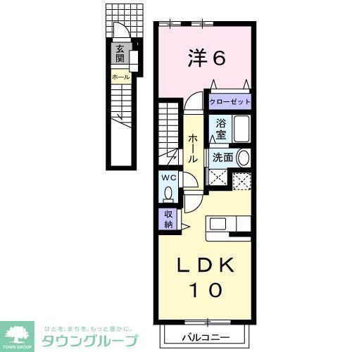 ルーラルハ-モニ-TI B(1LDK/2階)の間取り写真