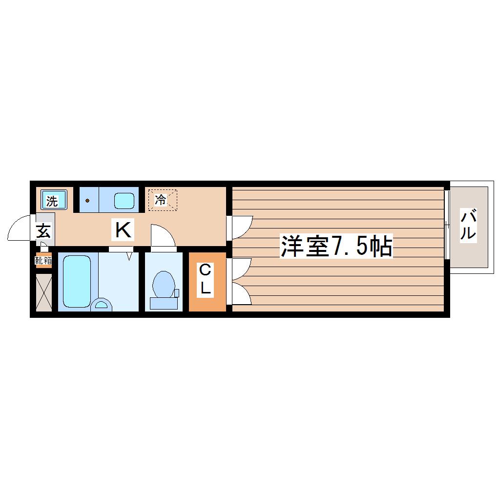 エステートピア富沢(1K/1階)の間取り写真