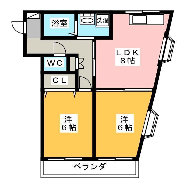 クレッセント堀の内(2DK/2階)の間取り写真