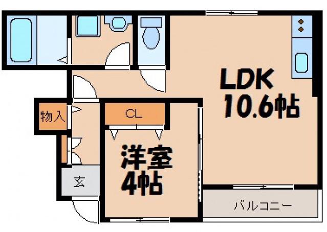 アヴァンティF(1LDK/1階)の間取り写真