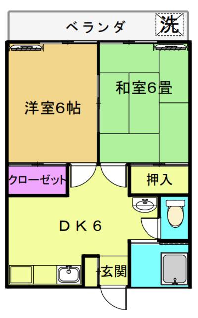 ヴィラ小山(2DK/2階)の間取り写真