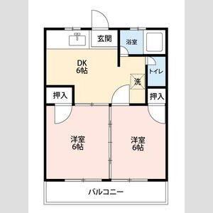 エイミック(2DK/2階)の間取り写真