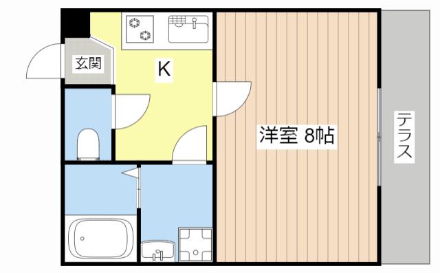 ヴィクトリーIII(1K/1階)の間取り写真