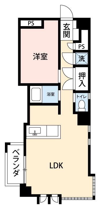 シプエビル(1LDK/3階)の間取り写真