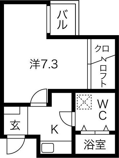 インフィニティ今池(1K/2階)の間取り写真