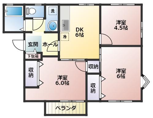 アークガーデンD(3DK/1階)の間取り写真