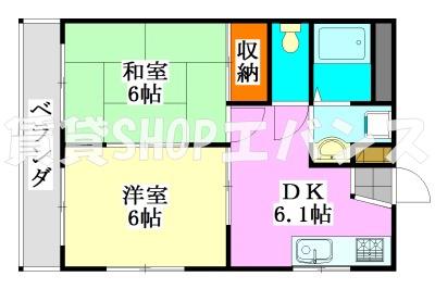 近藤マンション(2DK/3階)の間取り写真