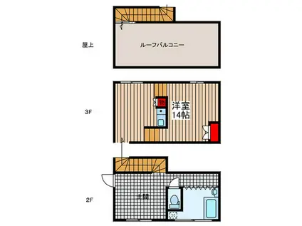 サーフビレッジKAI(ワンルーム/2階)の間取り写真