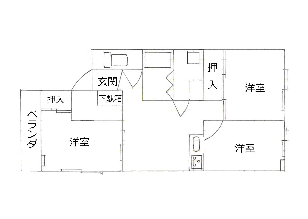 古屋マンション(3LDK/2階)の間取り写真