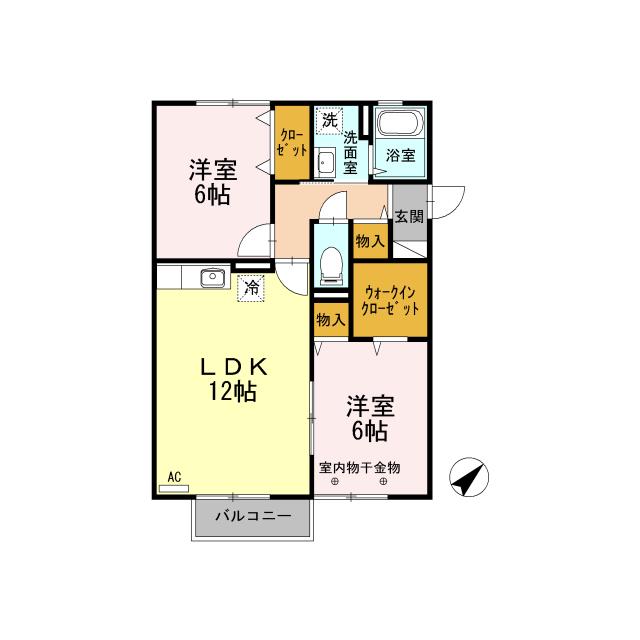 D-ROOM リトルマウントII(2LDK/2階)の間取り写真