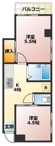 間宮ビル(2K/3階)の間取り写真